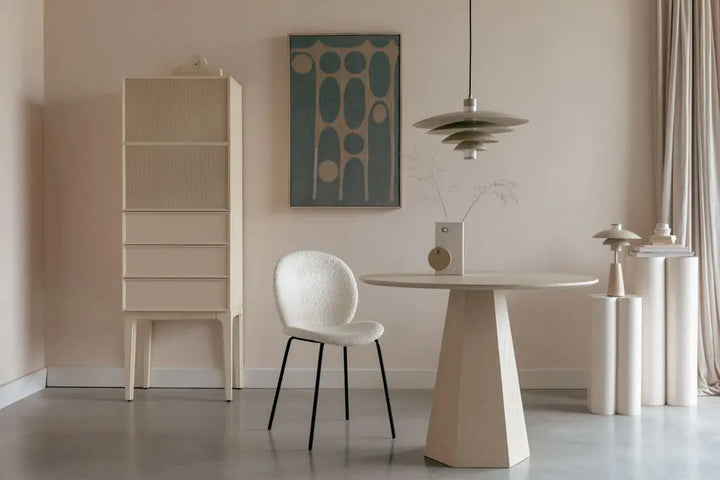 Round Pedestal Table in Brown Rice