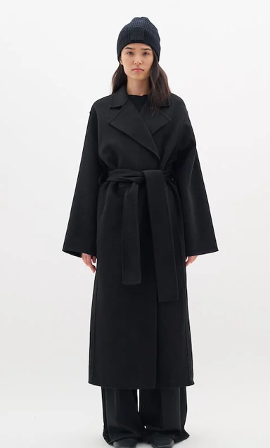 Tilla Black Wrap Long Coat