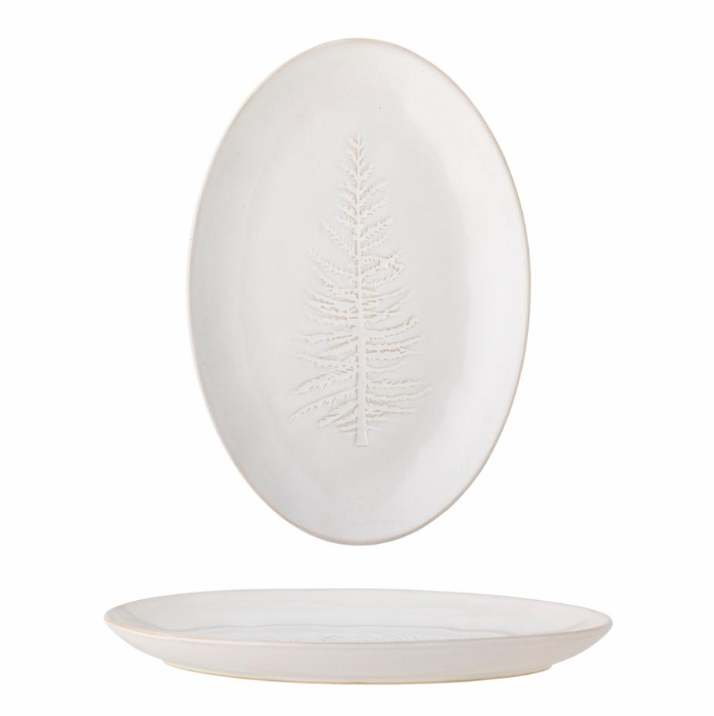 Oval Winter Serving Plate - Tree Print