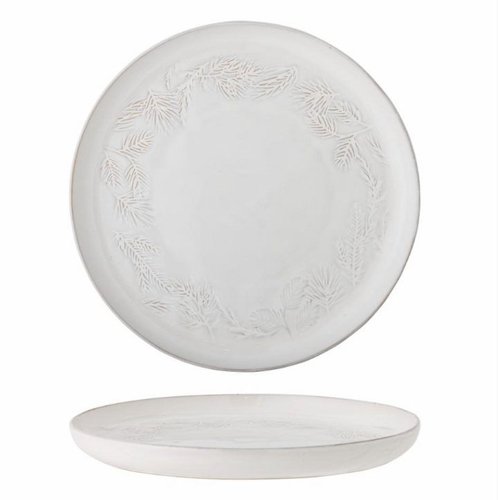 Round Winter Serving Plate - Branch Print